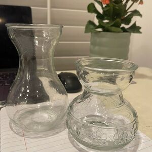 Clear Glass Very Small and Cute Decorative Vases - Set of 2